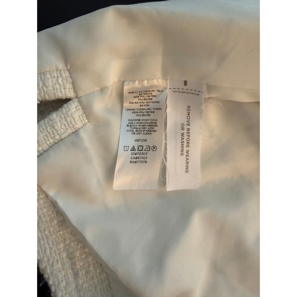 Ann Taylor Boucle Blazer Womens Size 18 White Open Front Business Casual - Picture 6 of 10